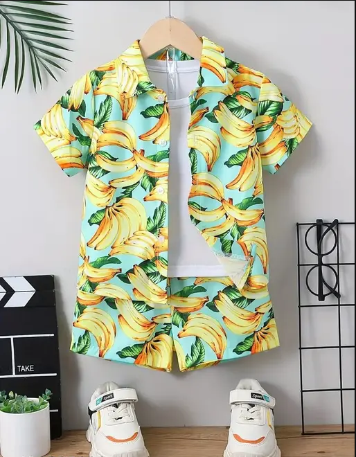 Banana Printed Shirt And Shorts Set For Baby Boys