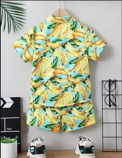 Banana Printed Shirt And Shorts Set For Baby Boys