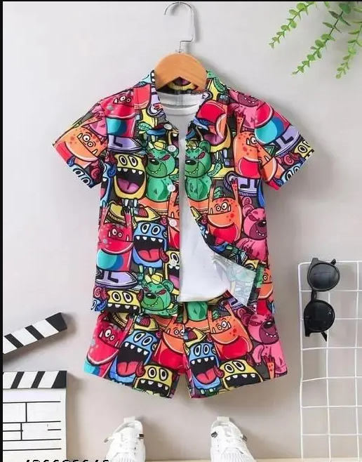 Cartoon Printed Boys Clothing Set